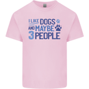 I Like Dogs and Maybe Three People Mens Cotton T-Shirt Tee Top Light Pink