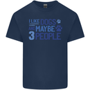 I Like Dogs and Maybe Three People Mens Cotton T-Shirt Tee Top Navy Blue