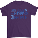 I Like Dogs and Maybe Three People Mens T-Shirt Cotton Gildan Purple
