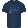 I Like Dogs and Maybe Three People Mens V-Neck Cotton T-Shirt Navy Blue