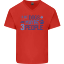 I Like Dogs and Maybe Three People Mens V-Neck Cotton T-Shirt Red