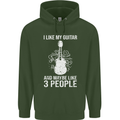 I Like My Guitar and 3 People Rock n Roll Childrens Kids Hoodie Forest Green