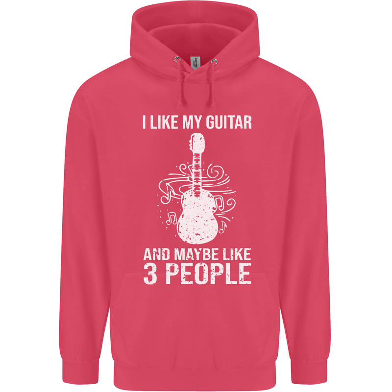 I Like My Guitar and 3 People Rock n Roll Childrens Kids Hoodie Heliconia