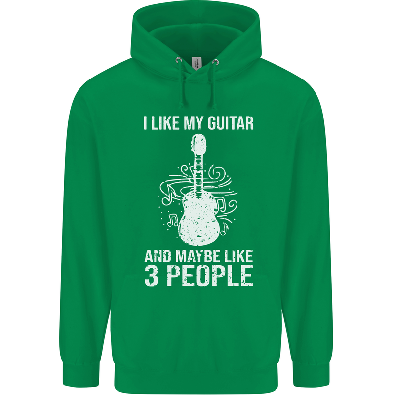 I Like My Guitar and 3 People Rock n Roll Childrens Kids Hoodie Irish Green