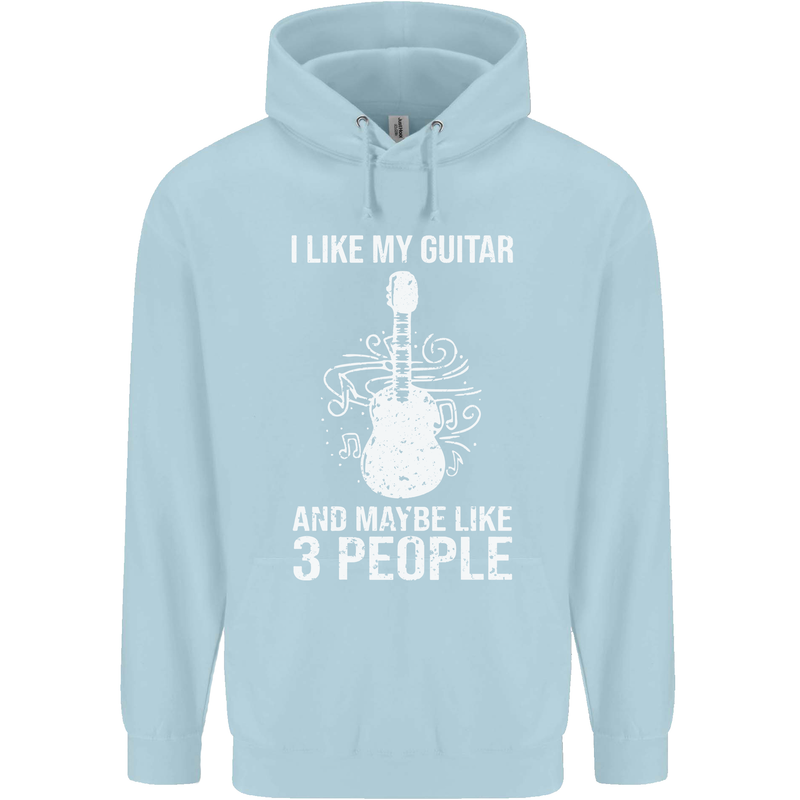 I Like My Guitar and 3 People Rock n Roll Childrens Kids Hoodie Light Blue