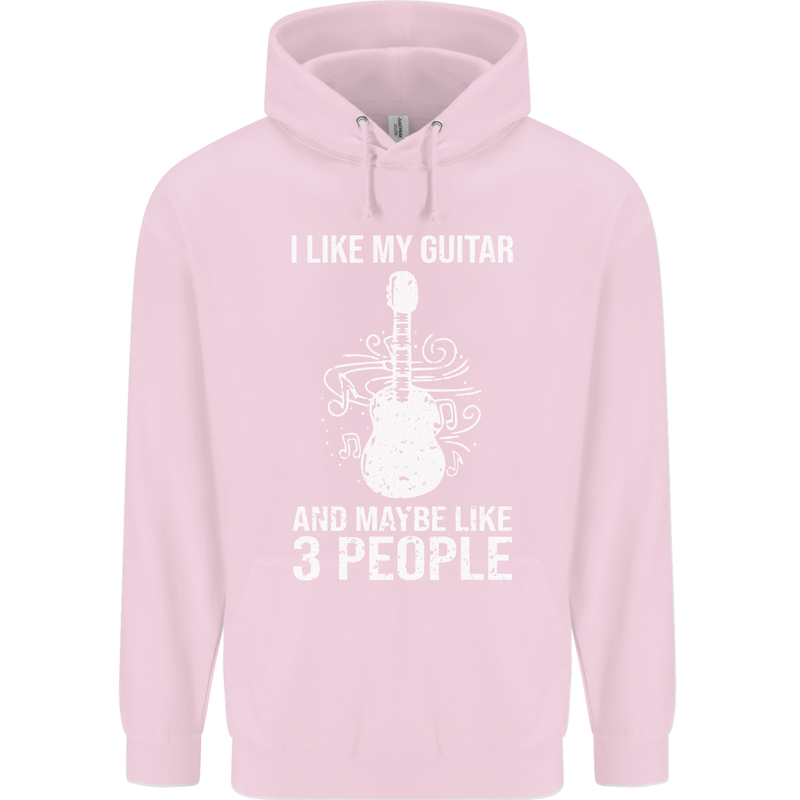 I Like My Guitar and 3 People Rock n Roll Childrens Kids Hoodie Light Pink