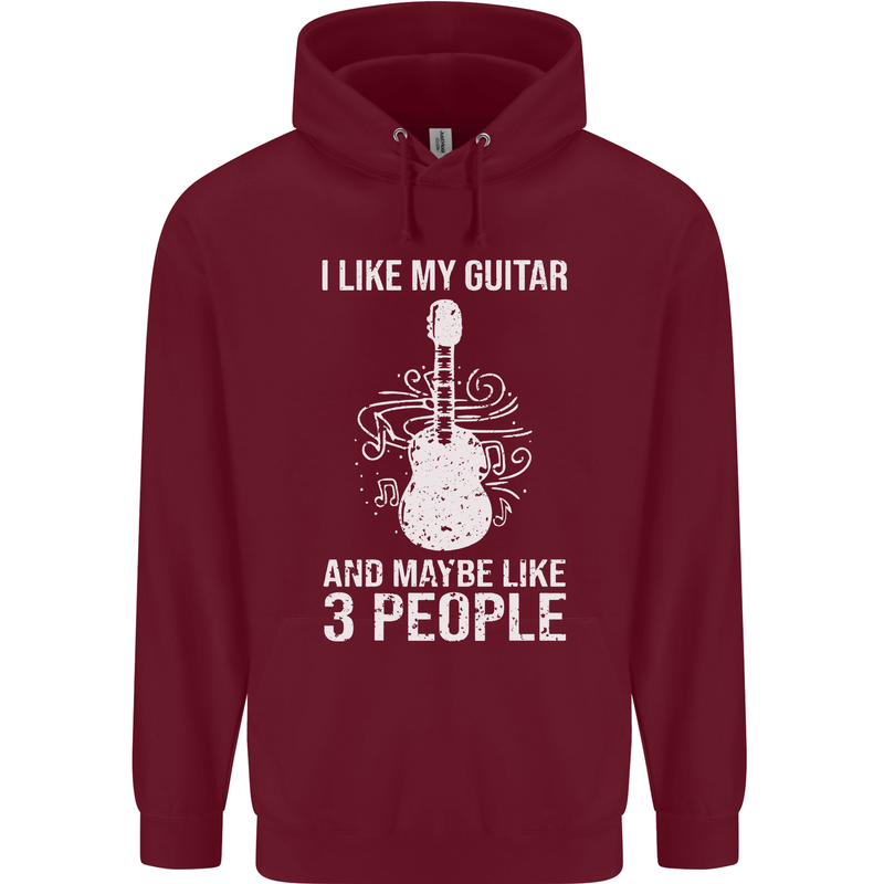 I Like My Guitar and 3 People Rock n Roll Childrens Kids Hoodie Maroon