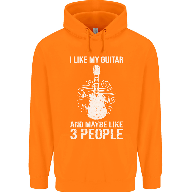 I Like My Guitar and 3 People Rock n Roll Childrens Kids Hoodie Orange