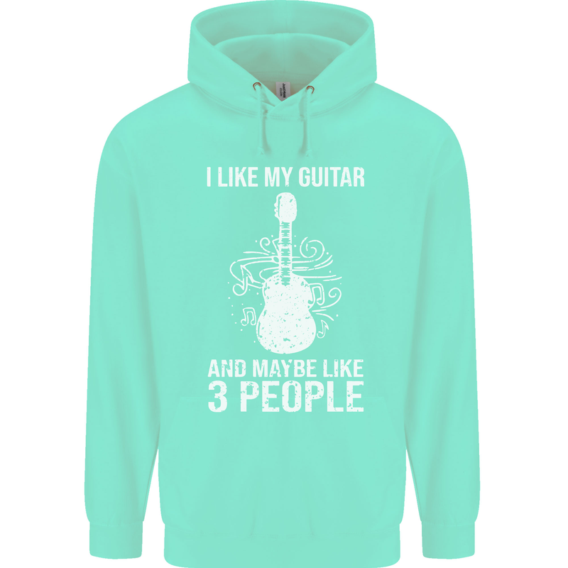 I Like My Guitar and 3 People Rock n Roll Childrens Kids Hoodie Peppermint