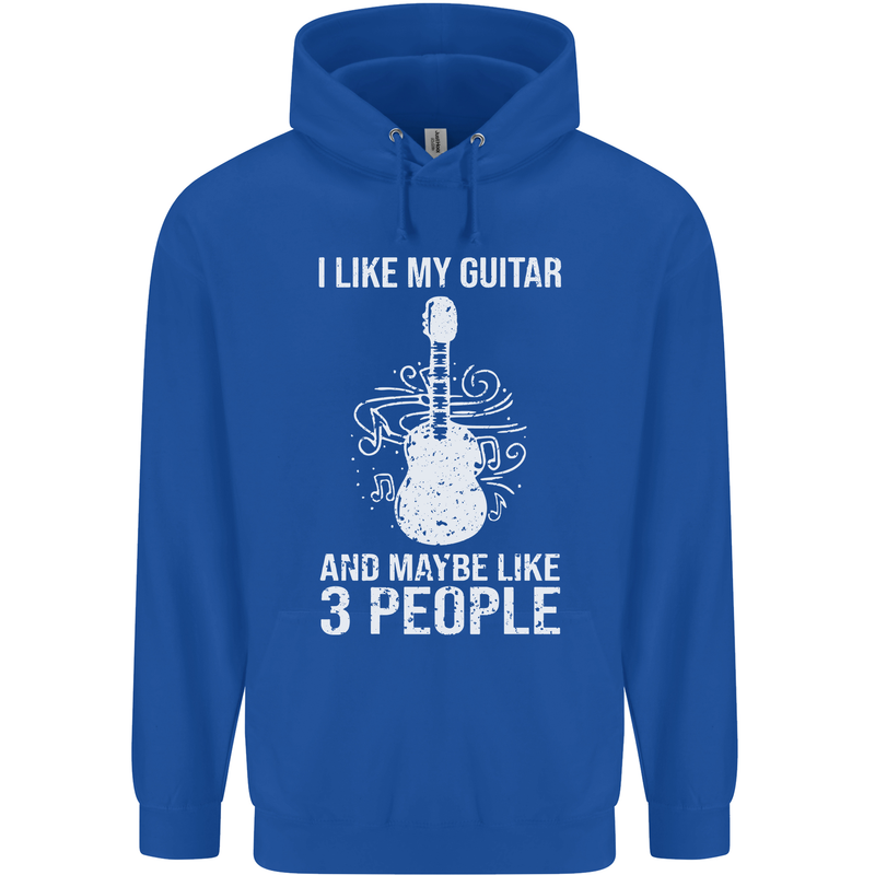 I Like My Guitar and 3 People Rock n Roll Childrens Kids Hoodie Royal Blue