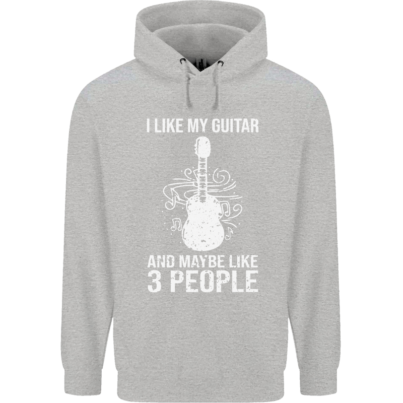 I Like My Guitar and 3 People Rock n Roll Childrens Kids Hoodie Sports Grey