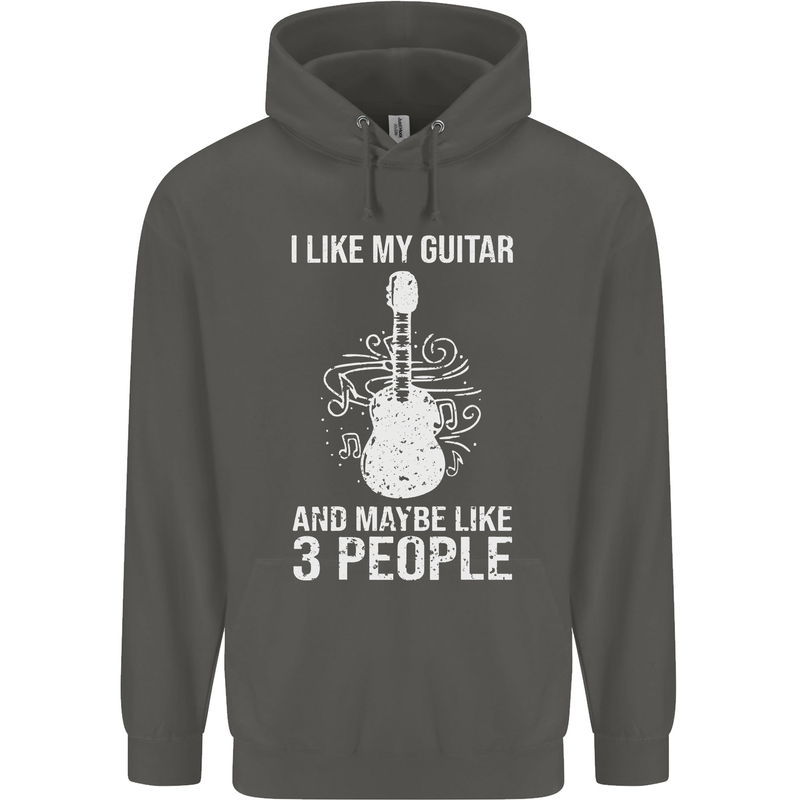 I Like My Guitar and 3 People Rock n Roll Childrens Kids Hoodie Storm Grey