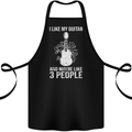 I Like My Guitar and 3 People Rock n Roll Cotton Apron 100% Organic Black