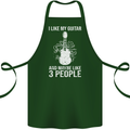 I Like My Guitar and 3 People Rock n Roll Cotton Apron 100% Organic Forest Green