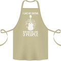 I Like My Guitar and 3 People Rock n Roll Cotton Apron 100% Organic Khaki