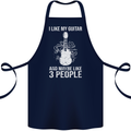 I Like My Guitar and 3 People Rock n Roll Cotton Apron 100% Organic Navy Blue