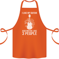 I Like My Guitar and 3 People Rock n Roll Cotton Apron 100% Organic Orange