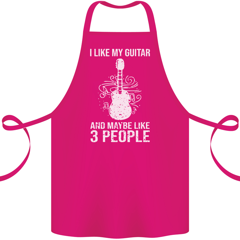 I Like My Guitar and 3 People Rock n Roll Cotton Apron 100% Organic Pink