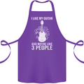 I Like My Guitar and 3 People Rock n Roll Cotton Apron 100% Organic Purple