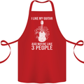 I Like My Guitar and 3 People Rock n Roll Cotton Apron 100% Organic Red