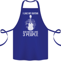 I Like My Guitar and 3 People Rock n Roll Cotton Apron 100% Organic Royal Blue