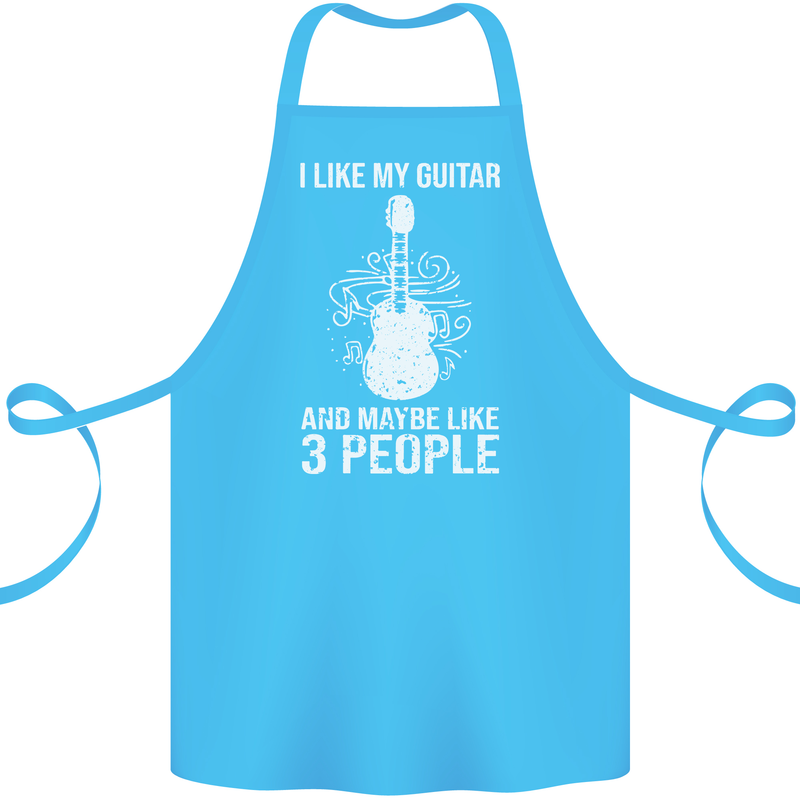 I Like My Guitar and 3 People Rock n Roll Cotton Apron 100% Organic Turquoise