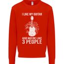 I Like My Guitar and 3 People Rock n Roll Kids Sweatshirt Jumper Bright Red