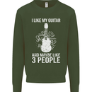 I Like My Guitar and 3 People Rock n Roll Kids Sweatshirt Jumper Forest Green