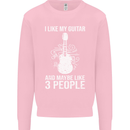 I Like My Guitar and 3 People Rock n Roll Kids Sweatshirt Jumper Light Pink