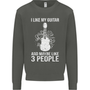 I Like My Guitar and 3 People Rock n Roll Kids Sweatshirt Jumper Storm Grey