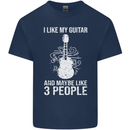 I Like My Guitar and 3 People Rock n Roll Kids T-Shirt Childrens Navy Blue