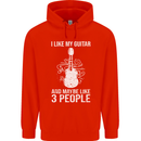 I Like My Guitar and 3 People Rock n Roll Mens 80% Cotton Hoodie Bright Red