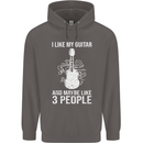 I Like My Guitar and 3 People Rock n Roll Mens 80% Cotton Hoodie Charcoal