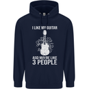 I Like My Guitar and 3 People Rock n Roll Mens 80% Cotton Hoodie Navy Blue
