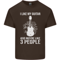 I Like My Guitar and 3 People Rock n Roll Mens Cotton T-Shirt Tee Top Dark Chocolate