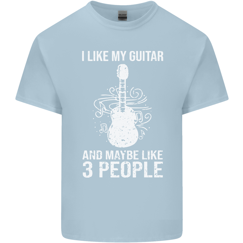 I Like My Guitar and 3 People Rock n Roll Mens Cotton T-Shirt Tee Top Light Blue