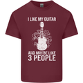 I Like My Guitar and 3 People Rock n Roll Mens Cotton T-Shirt Tee Top Maroon