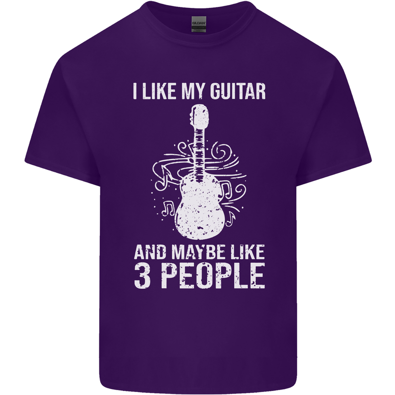 I Like My Guitar and 3 People Rock n Roll Mens Cotton T-Shirt Tee Top Purple