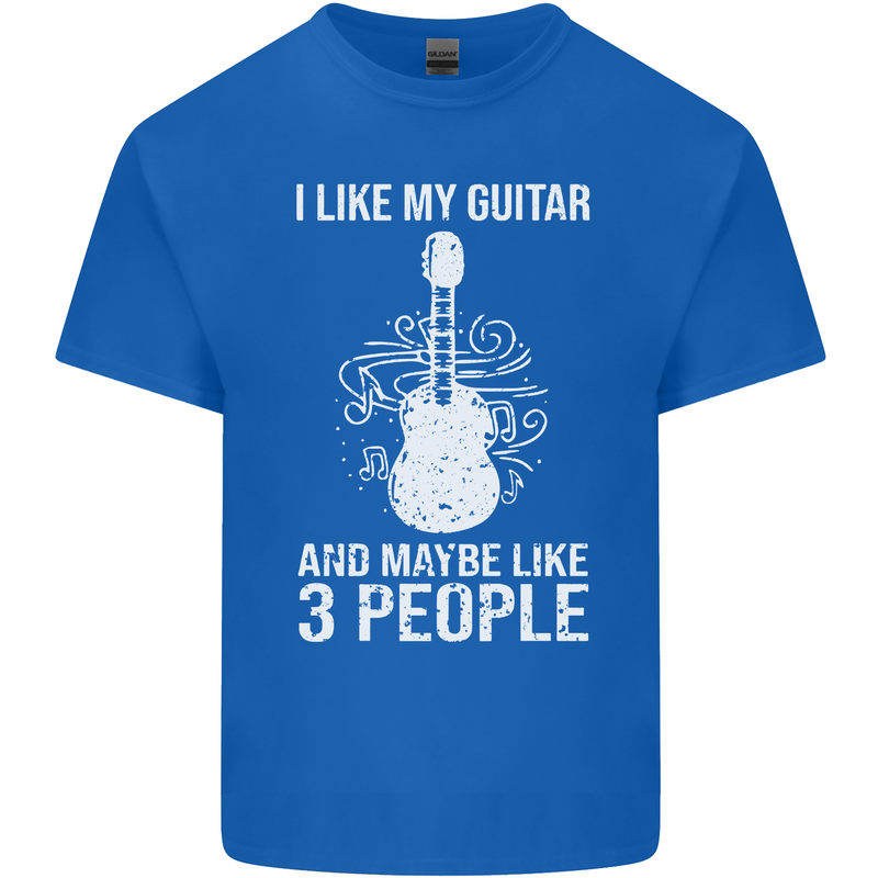 I Like My Guitar and 3 People Rock n Roll Mens Cotton T-Shirt Tee Top Royal Blue