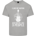 I Like My Guitar and 3 People Rock n Roll Mens Cotton T-Shirt Tee Top Sports Grey