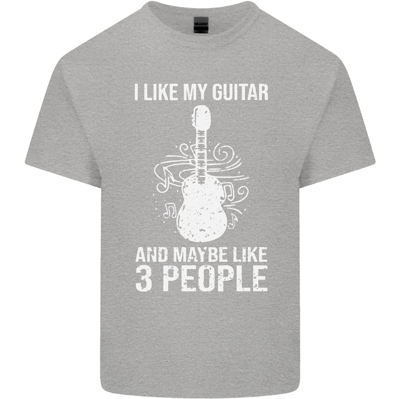 I Like My Guitar and 3 People Rock n Roll Mens Cotton T-Shirt Tee Top Sports Grey