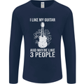 I Like My Guitar and 3 People Rock n Roll Mens Long Sleeve T-Shirt Navy Blue