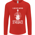 I Like My Guitar and 3 People Rock n Roll Mens Long Sleeve T-Shirt Red