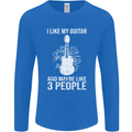 I Like My Guitar and 3 People Rock n Roll Mens Long Sleeve T-Shirt Royal Blue