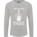 I Like My Guitar and 3 People Rock n Roll Mens Long Sleeve T-Shirt Sports Grey