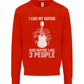 I Like My Guitar and 3 People Rock n Roll Mens Sweatshirt Jumper Bright Red