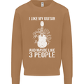 I Like My Guitar and 3 People Rock n Roll Mens Sweatshirt Jumper Caramel Latte