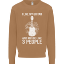 I Like My Guitar and 3 People Rock n Roll Mens Sweatshirt Jumper Caramel Latte
