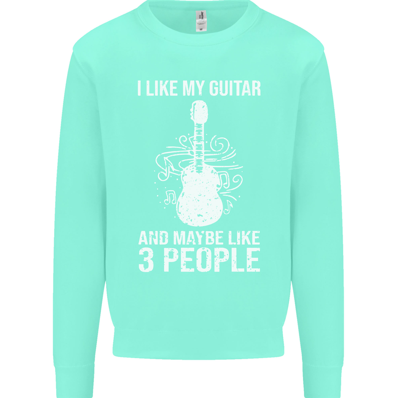 I Like My Guitar and 3 People Rock n Roll Mens Sweatshirt Jumper Peppermint