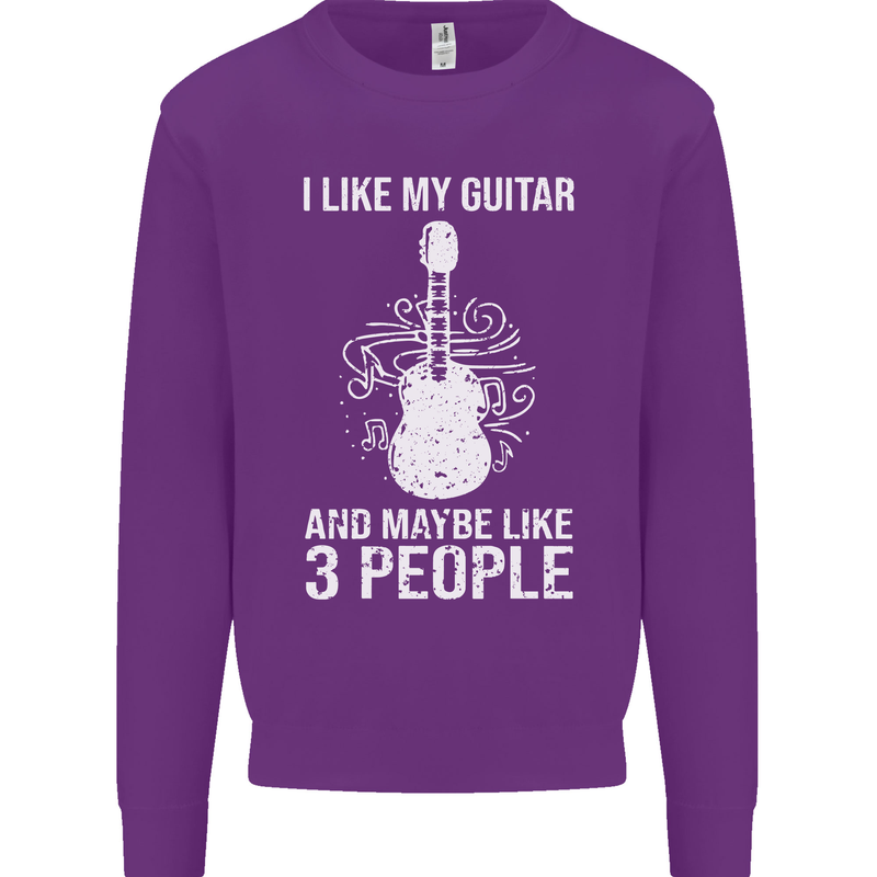 I Like My Guitar and 3 People Rock n Roll Mens Sweatshirt Jumper Purple